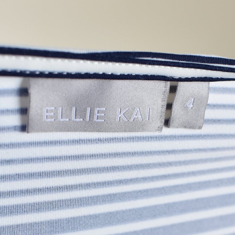 Ellie Kai Stripe 3/4 Sleeve Dress Navy/White 4 - Picture 9 of 9
